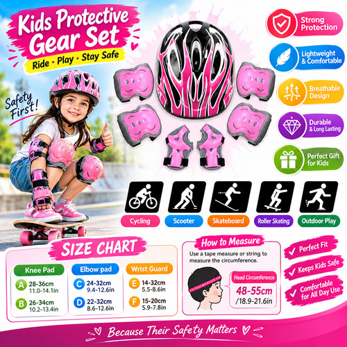 7pcs kids bike helmet - 7pcs, set